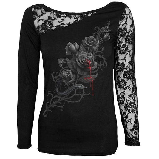Fatal Attraction - Long Sleeve Lace Top (Spiral)