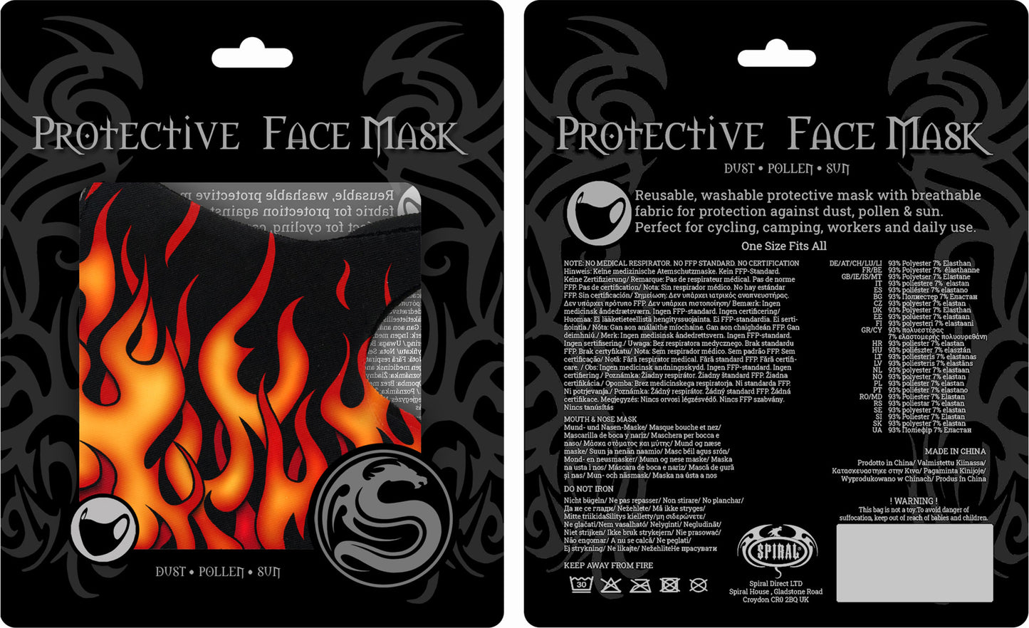 Tribal Flames Face Mask (Spiral)