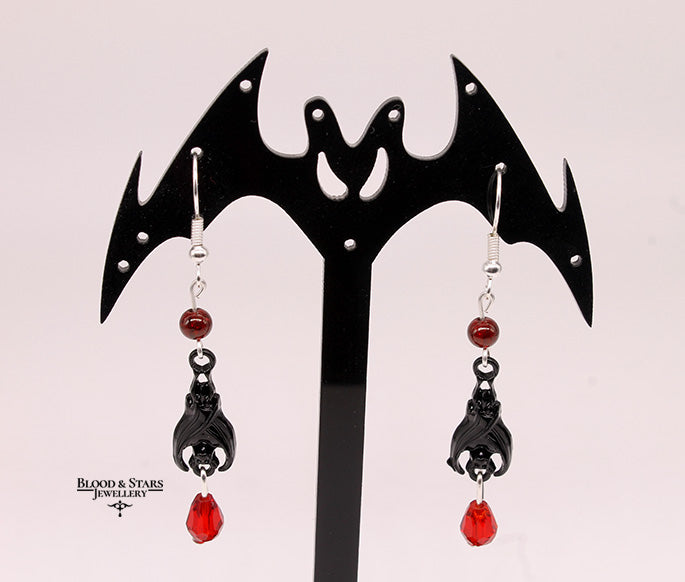 Gothic Hanging Vampire Bat Earrings