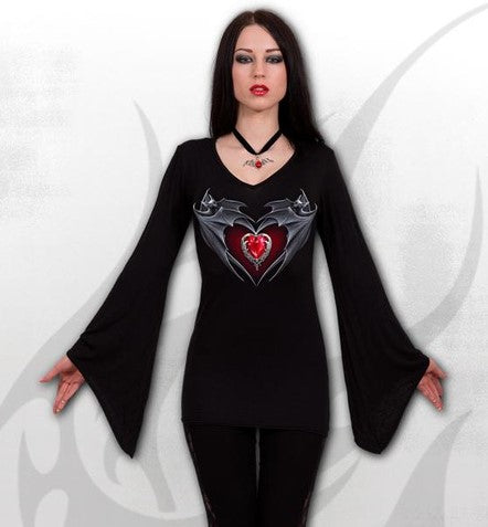 Bat's Heart - Goth Sleeve Top (Spiral)