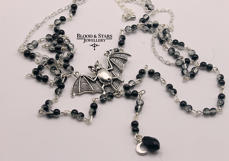 Vampire Bat Double Layered Moon Necklace