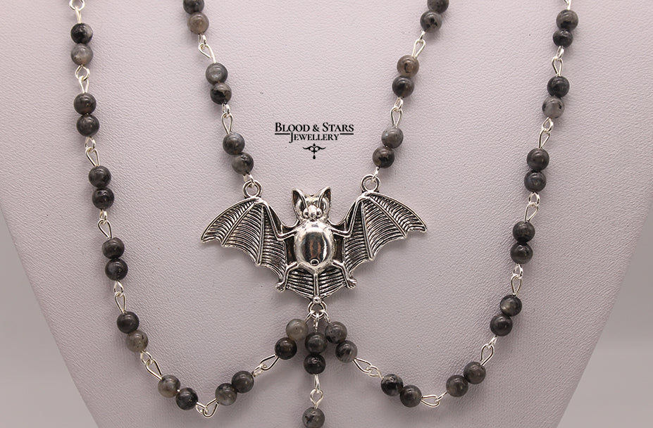 Vampire Bat Double Layered Moon Necklace