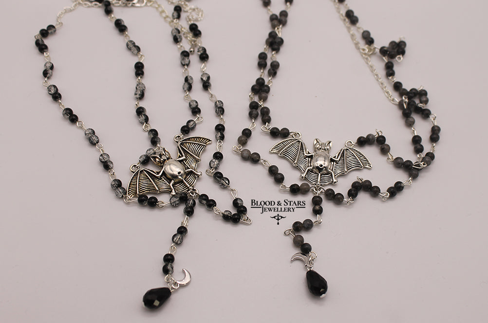 Vampire Bat Double Layered Moon Necklace