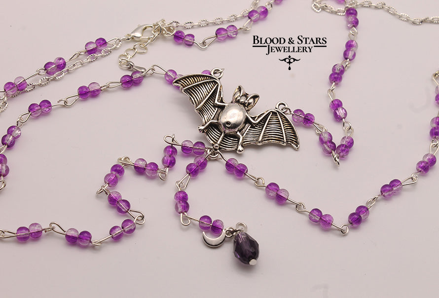 Vampire Bat Double Layered Moon Necklace