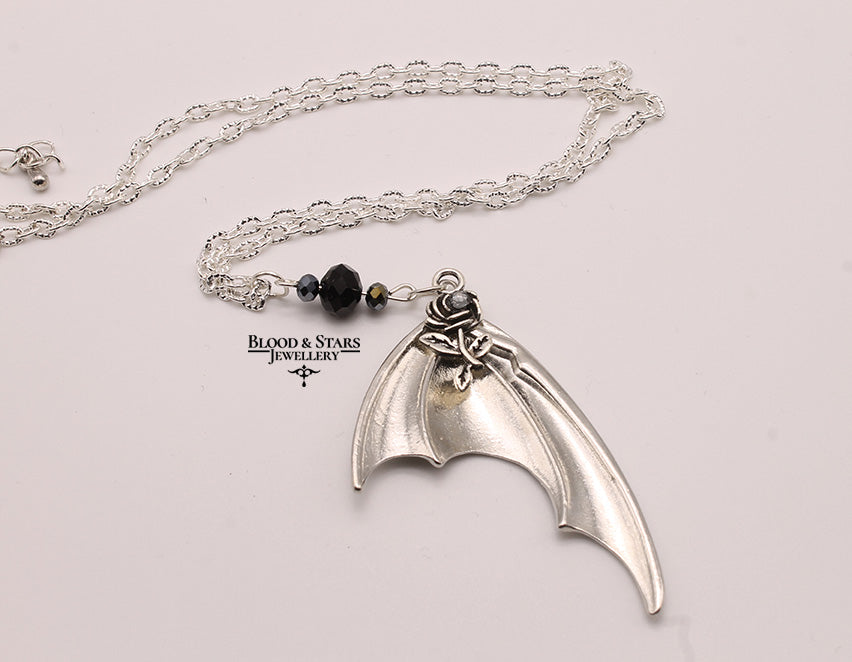 Vampire Bat Wing Gothic Rose Necklace