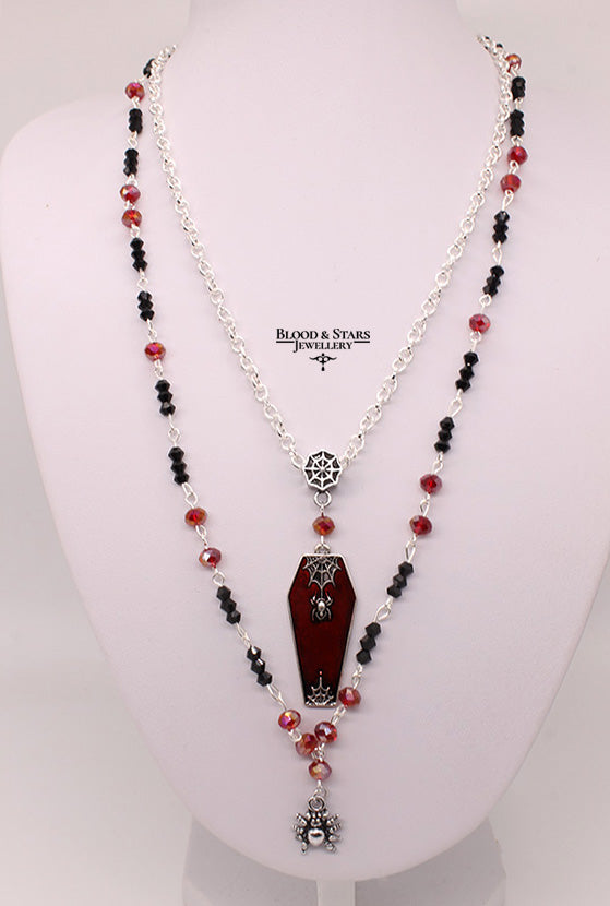 Spider Coffin Beaded Two Layered Necklace