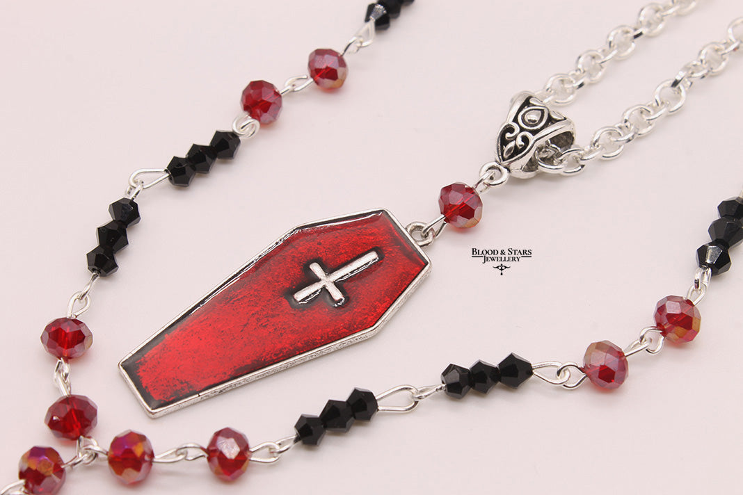 Cross Coffin Beaded Two Layered Necklace