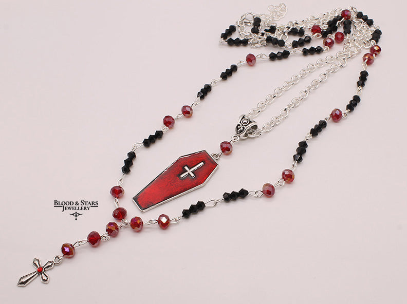 Cross Coffin Beaded Two Layered Necklace