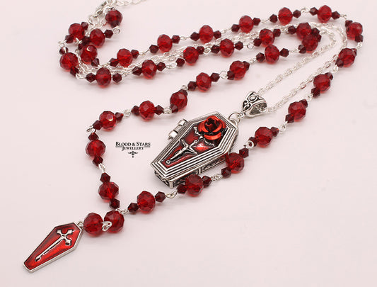 Rose Coffin Beaded Two Layered Necklace
