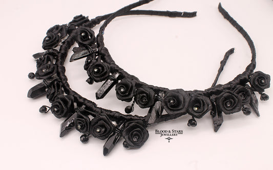 Gothic Crystal Crown Rose Headband