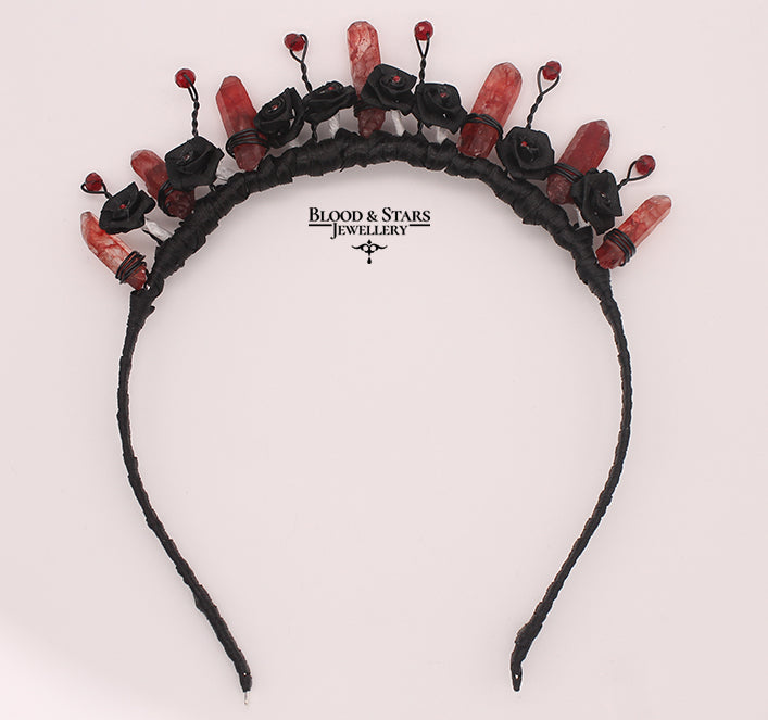 Gothic Crystal Crown Rose Headband