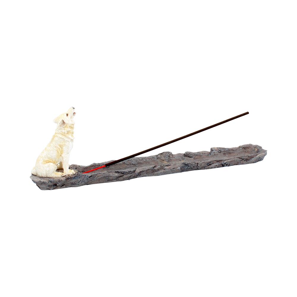 Wolf Call Howling White Wolf Incense Holder 27.8cm