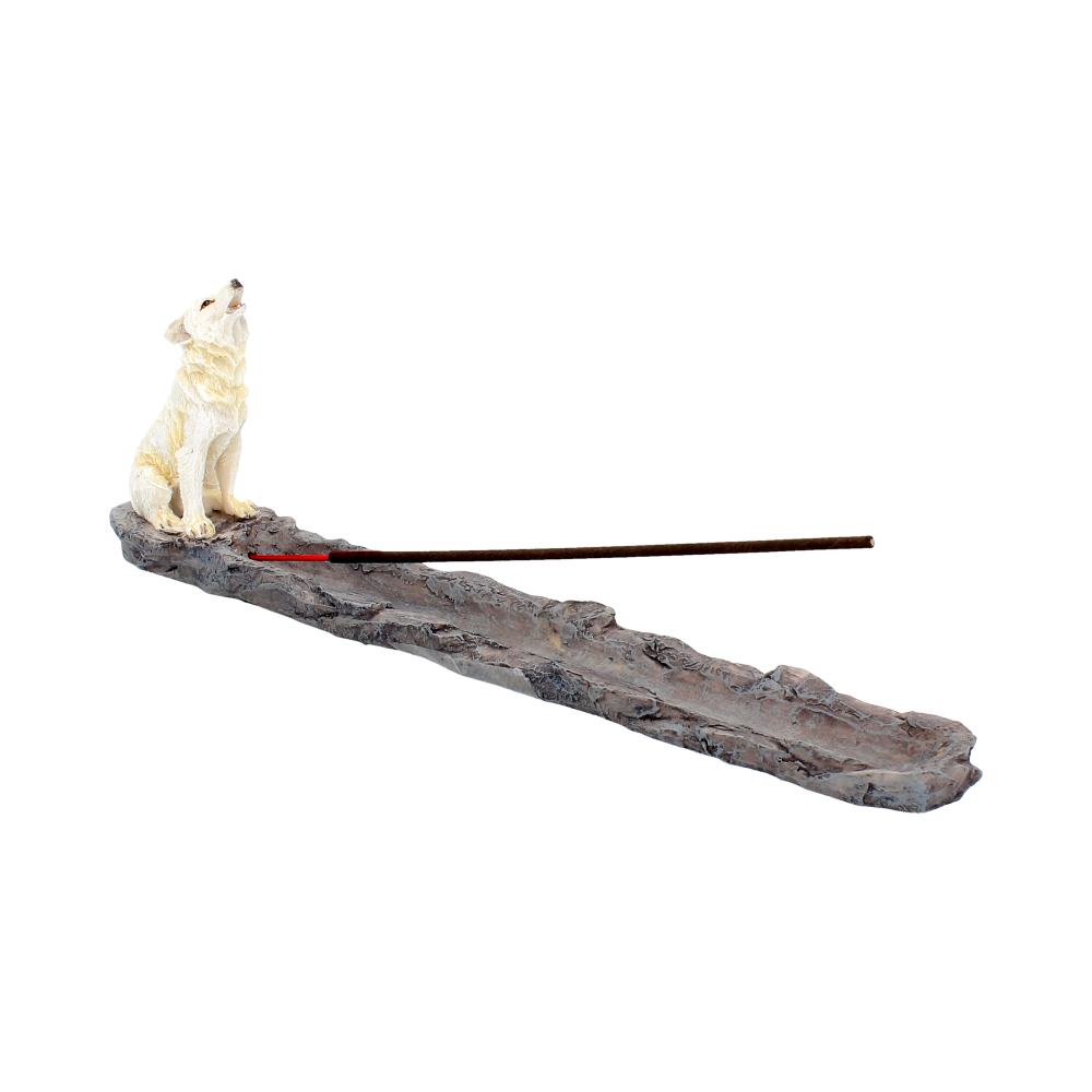 Wolf Call Howling White Wolf Incense Holder 27.8cm