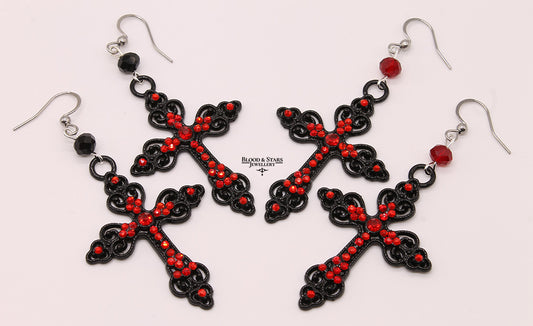 Gothic Large Cross Earrings