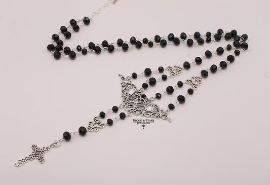 Gothic Filigree Rosary Cross Necklace