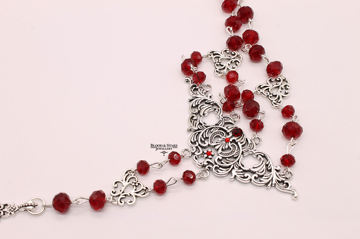 Gothic Filigree Rosary Cross Necklace