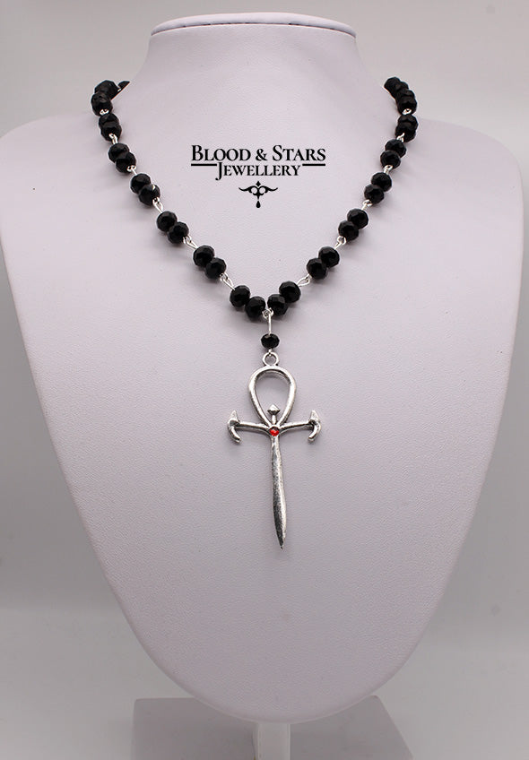 Vampire Ankh Beaded Necklace