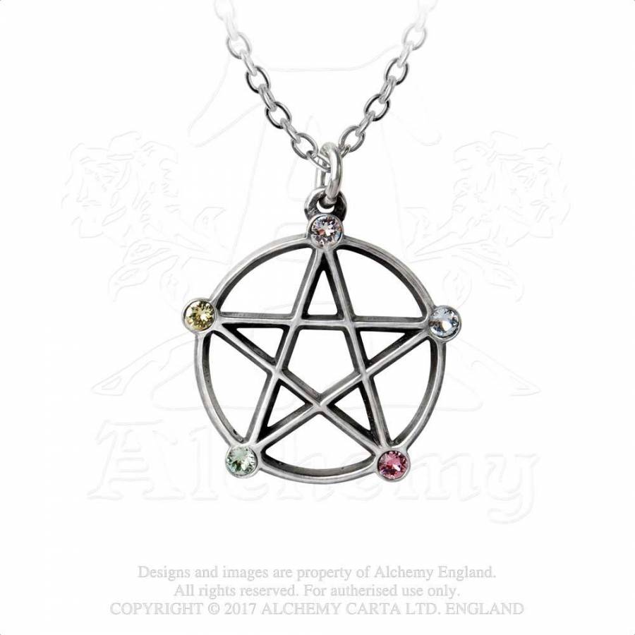 Wiccan Elemental Pentacle Necklace P786