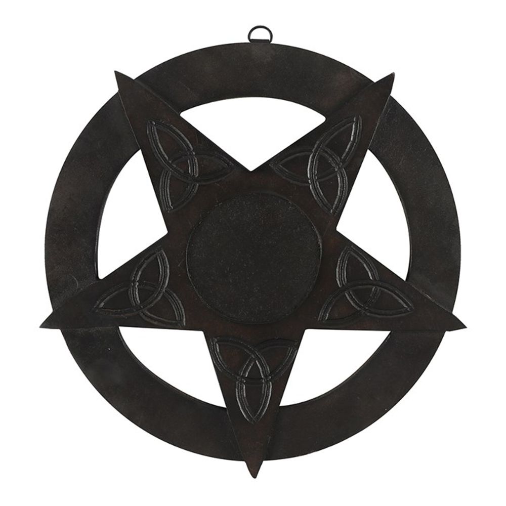 12 Inch Black Wood Pentagram