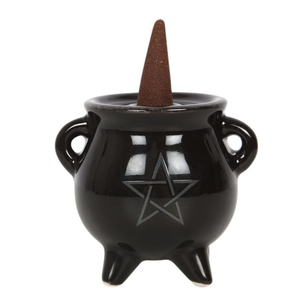 Pentagram Cauldron Ceramic Incense Holder